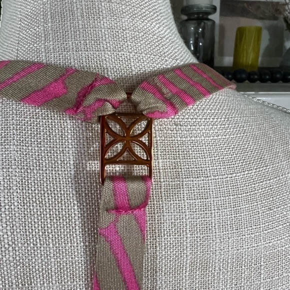 Trina Turk Silk Orange and Gold T Back Sleeves Blouse - Picture 9 of 12